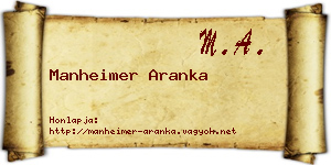 Manheimer Aranka névjegykártya